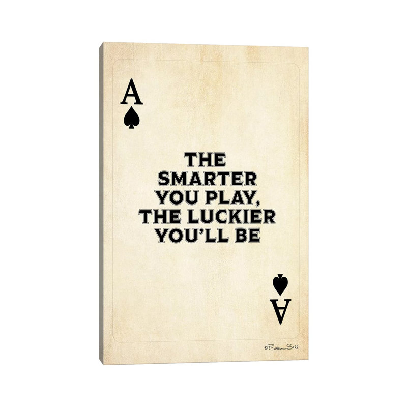 «Ace of Spades» par Susan Ball - Art textuel sur toile tendue, H 12 po x l 8 po x P 0,75 po