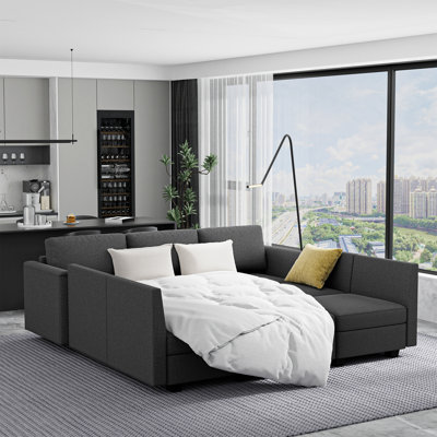 Canapé modulaire modulaire à 5 places avec 2 repose-pieds, canapé convertible en forme de U avec rangement