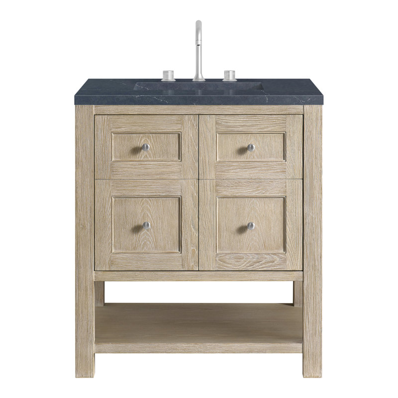 Breckenridge 30'' Single Bathroom Vanity with Top, Charcoal Soapstone, Whitewashed Oak, 8" Widespread