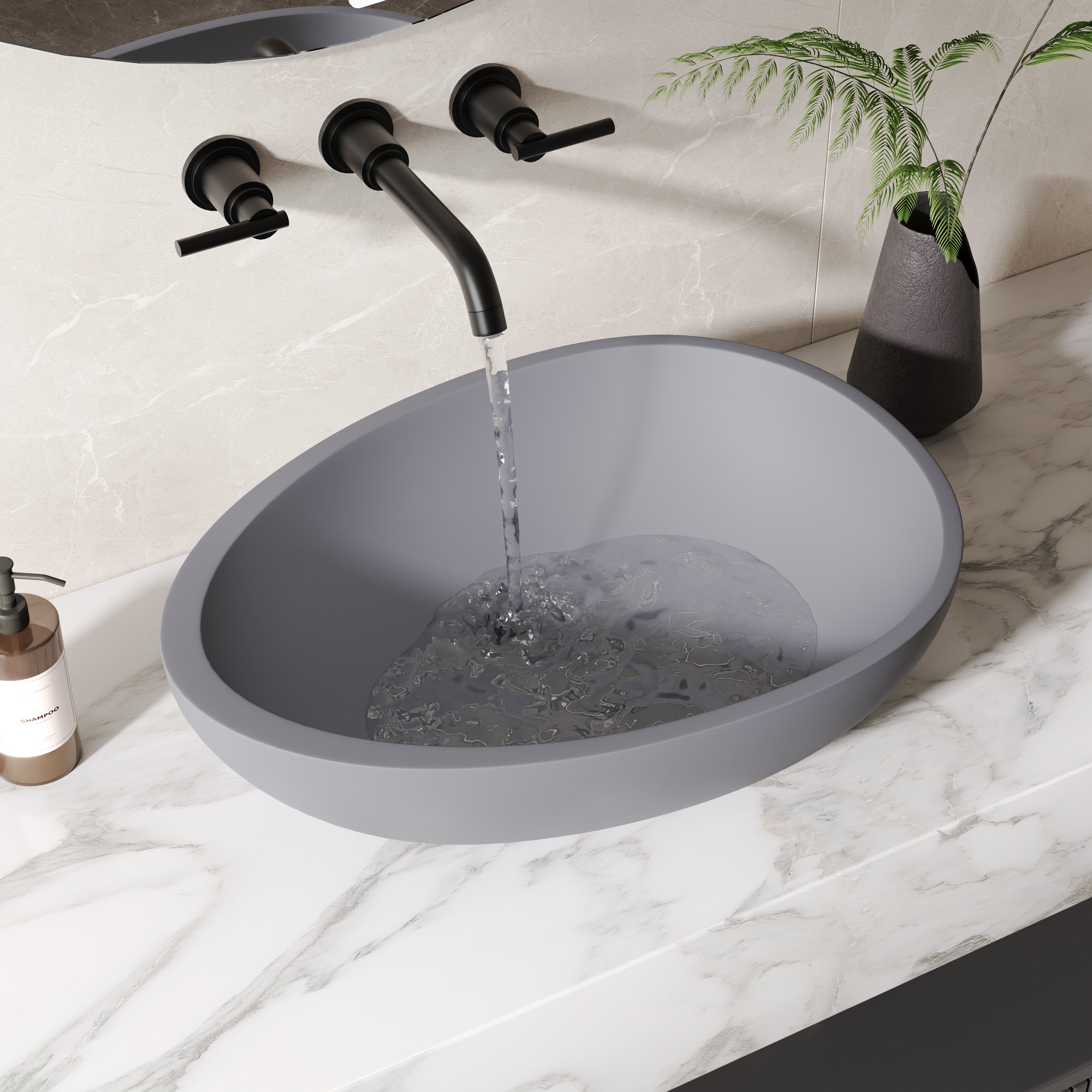 DeerValley 21" x 15" Bathroom Sink,Concrete Specialty Single Hole ...