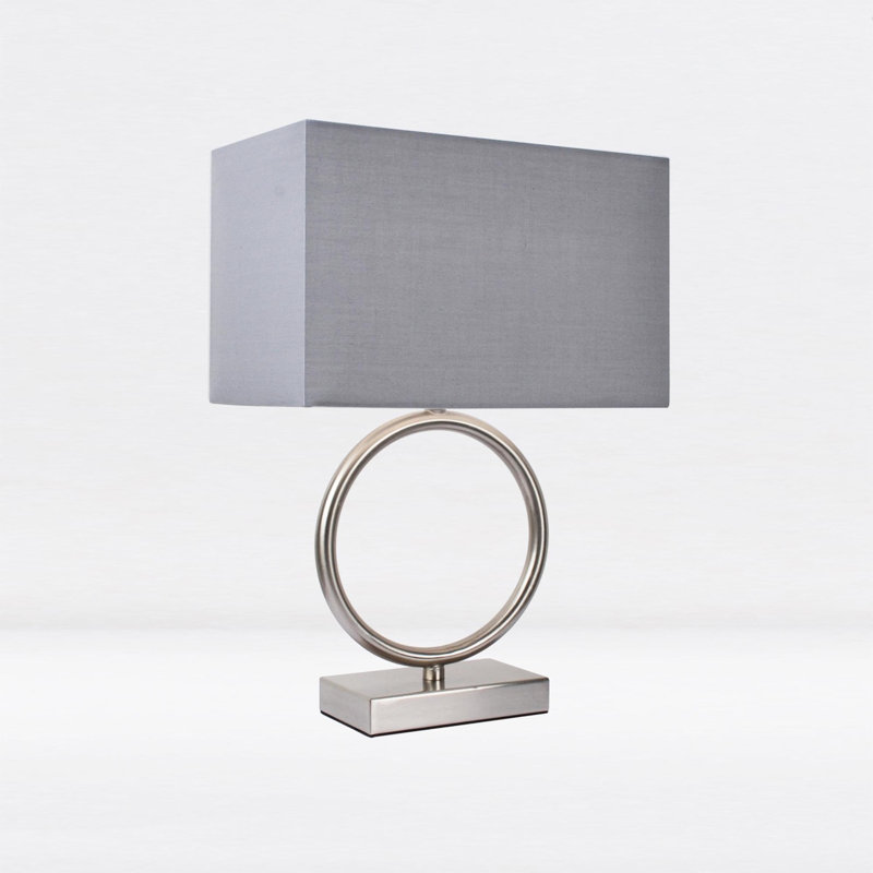 Filiberta 38Cm Polished Chrome Plate Table Lamp, Light Grey