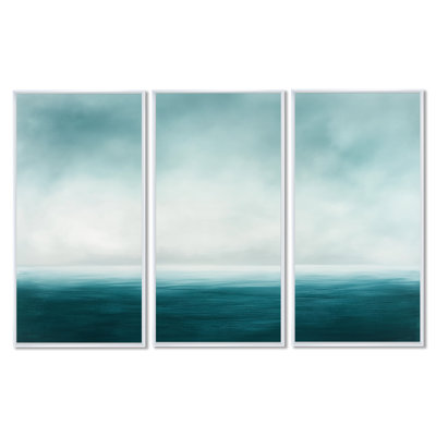 «Teal Sky Horizon I», ensemble de 3 reproductions d'art sur toile