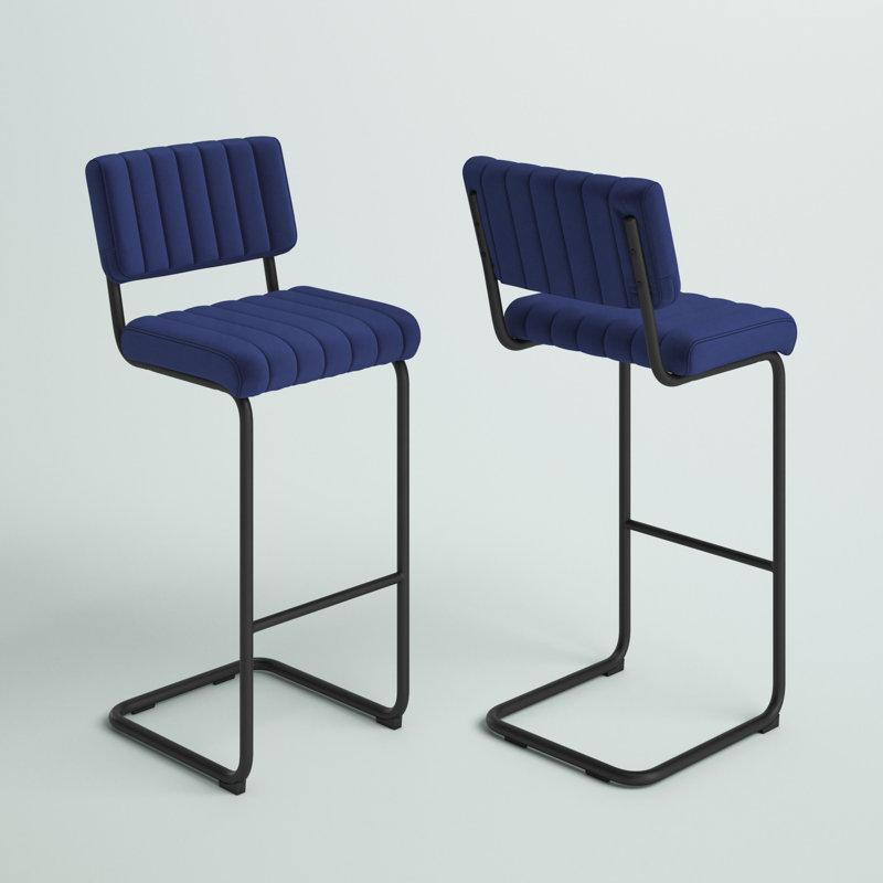 Tabouret Estes, Velours bleu saphir, Tabouret de bar (siège d'une hauteur de 30 po)