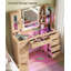 Bureau de coiffeuse cannelé avec miroir et lumières 43,3 po Roxaurx