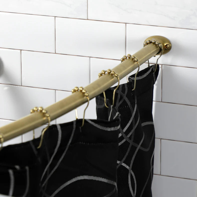Antique Brass Adjustable Curved Shower Curtain Rod