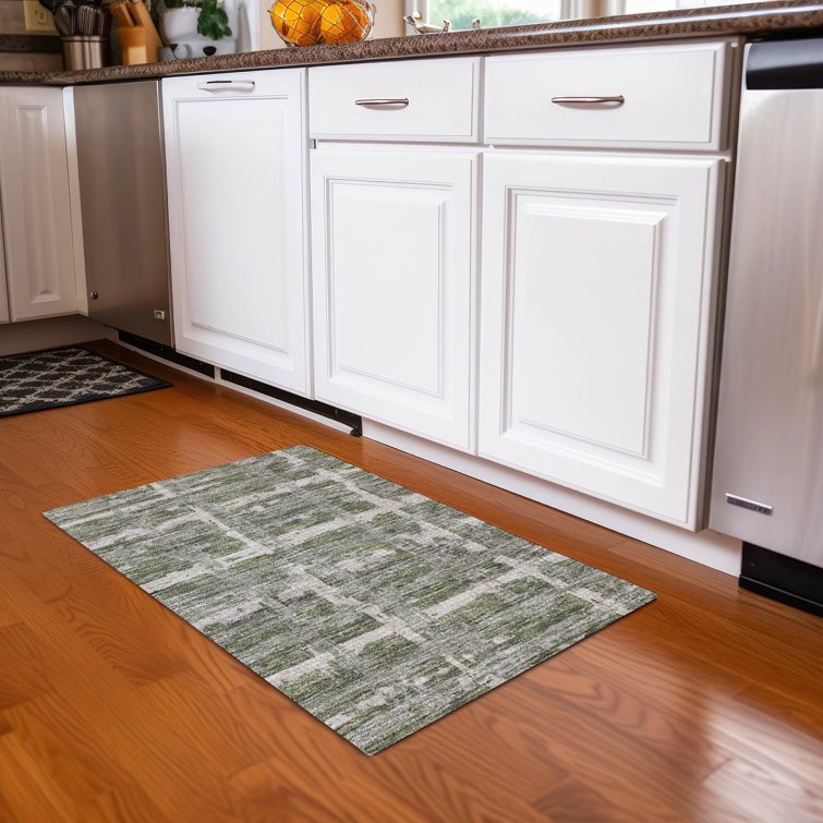 Mahaney Washable Striped Polyester Rug 
