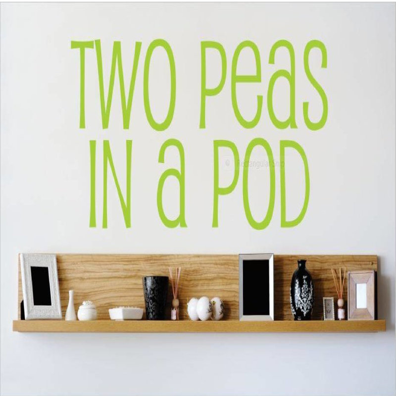 Décalcomanie murale deux pois dans une pod, H 8 po x l 20 po x P 0,16 po, Vert
