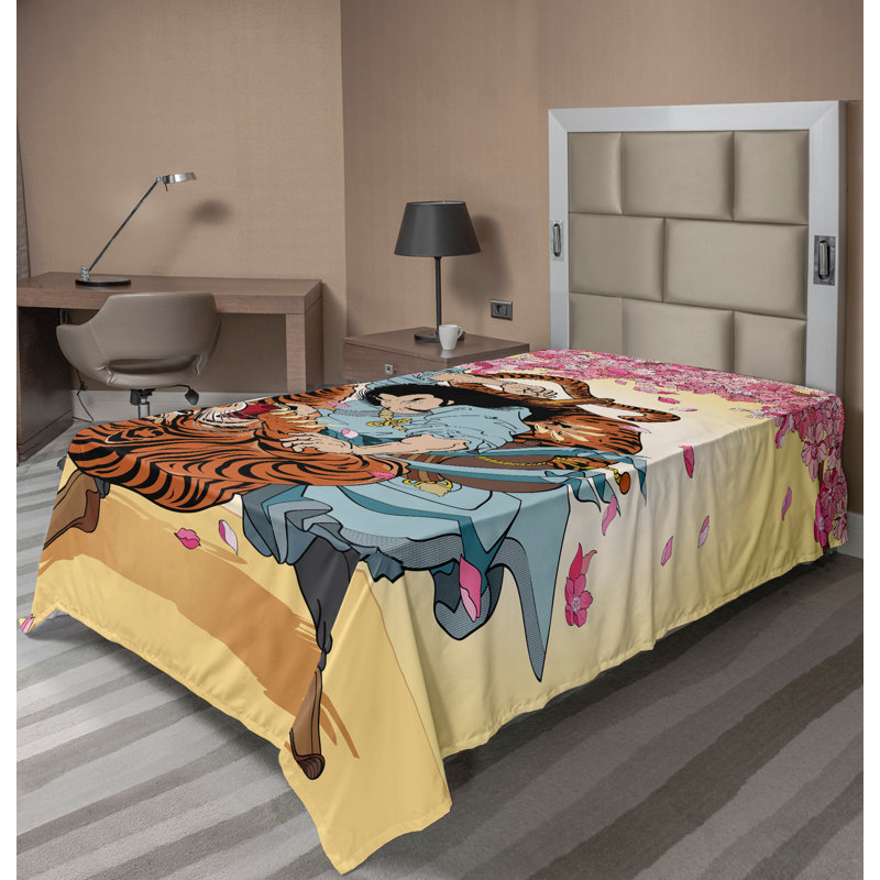 Multicolore Ambesonne, Drap plat pour lit simple