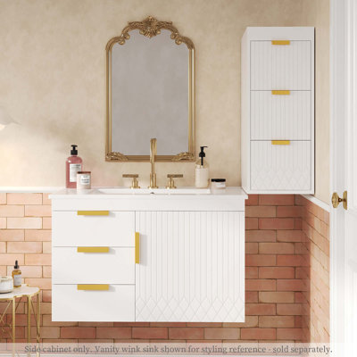 Armoire flottante murale moderne avec tiroirs pour solution de rangement pour salle de bain (meuble-lavabo non inclus)