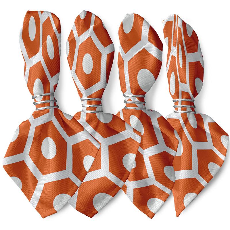 Alyrica Polyester Geometric Square Napkin, 18" W x 18" L, Orange