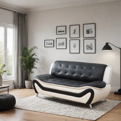 76.5' ' faux leather minimalist sofa