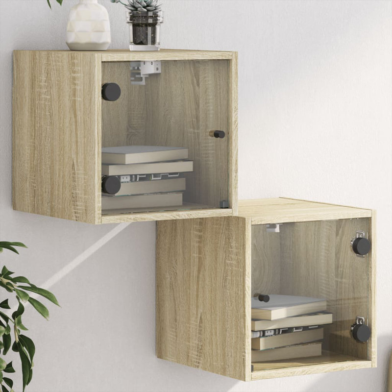 Masir 35cm W Manufactured Wood Bedside Table, Sonoma Oak, Set of 2