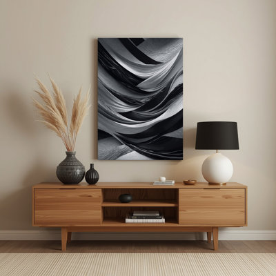 Abstrait paysage 77, art mural gris en métal