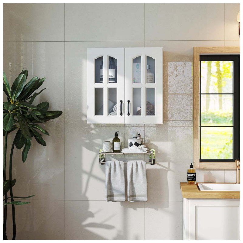 Armoire murale avec porte vitrée et tablettes réglables