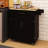 Rolling Trolley Kitchen Island With 1 Drawer & 2 Doors, Adjustable Shelves, Towel Rack Pocket And Storage, Seasoning Rack, Black Rubber Wood Tabletop Cart Drawer, Hooks Shelf,-2147257928