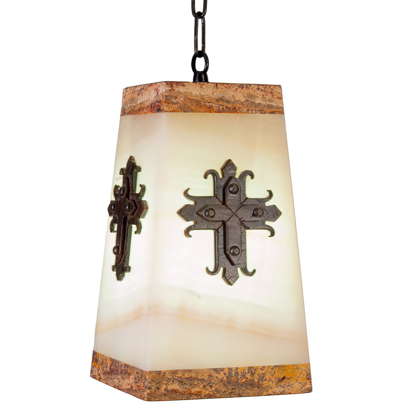 Luminaire suspendu unique à 1 lumière Iglesia, Antique Ancien Monde, Ivoire/Blanc