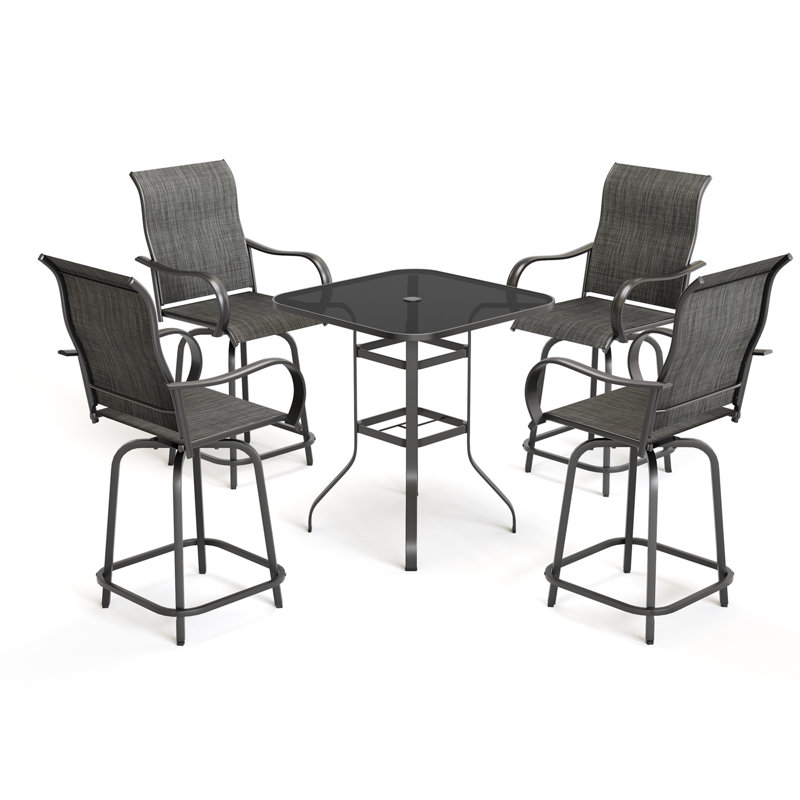 Ensemble de table de bar Alisande pour 4 personnes, Gris