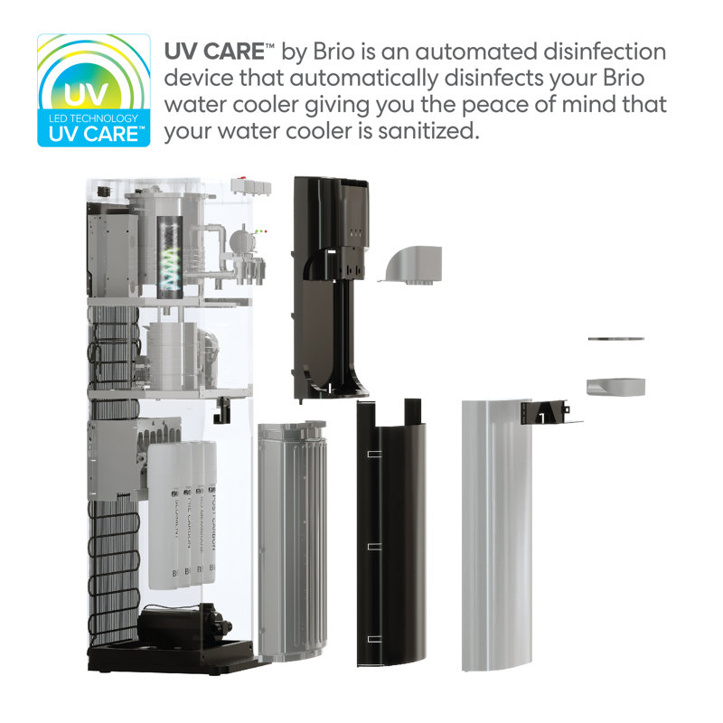 Brio Black Stainless Steel Bottleless Water Cooler Dispenser with 2-Stage Filter