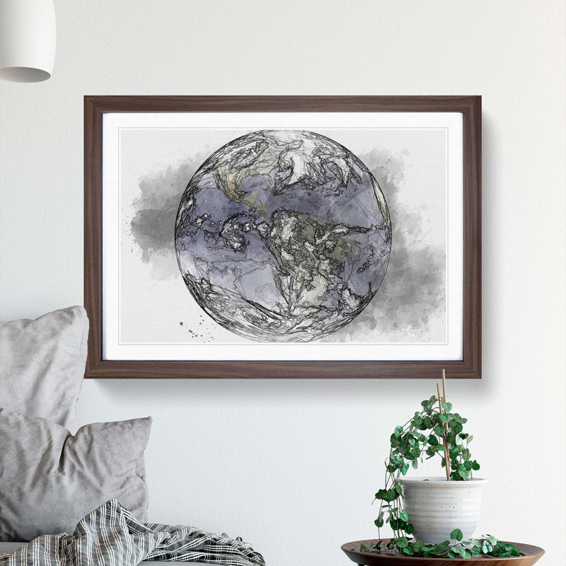 Image of Earth in Abstract - Picture Frame Graphic Art Print, Walnut, 35cm H x 50cm W x 2cm D
