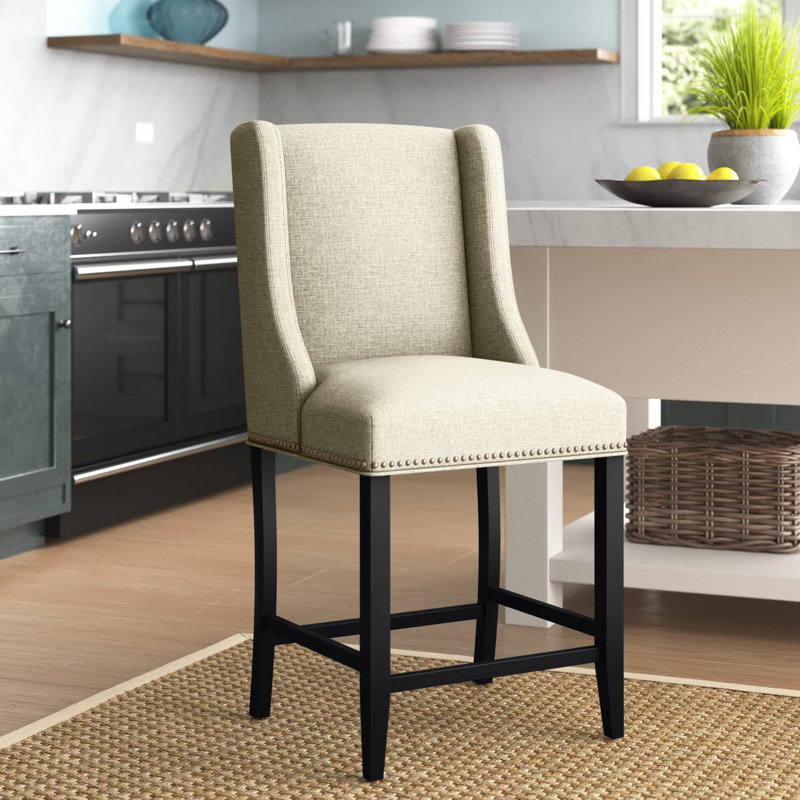 Tabouret de bar Modway Baron, Mélange de polyester beige, Tabouret de comptoir (assise à une hauteur de 26,, 1