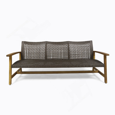 HAMPTON WOOD + WICKER 3 SEATER
