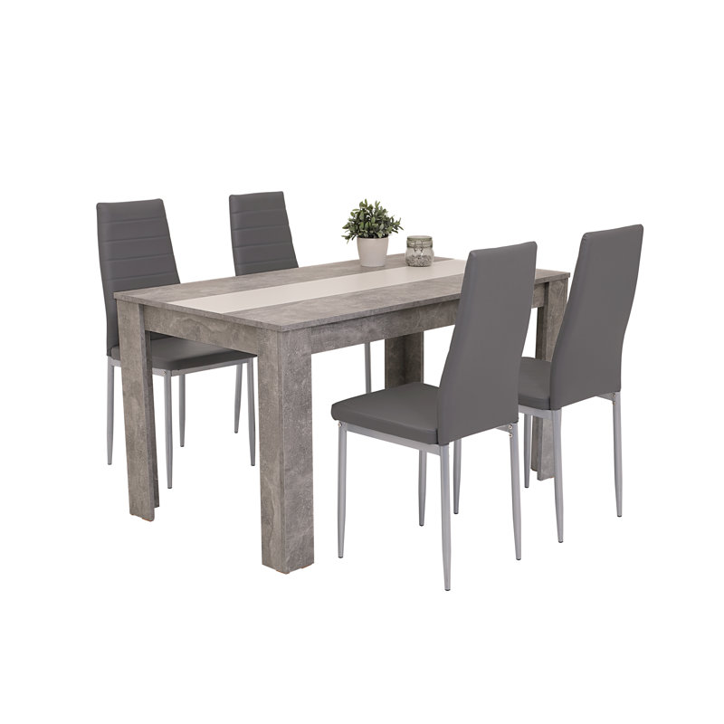 Alceste 4 - Person Dining Set, Dark grey, Grey/White