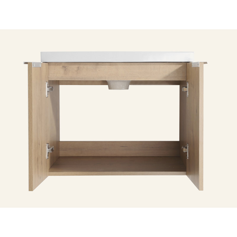 Meuble-lavabo mural 60 po avec lavabo et armoire latérale 60 po