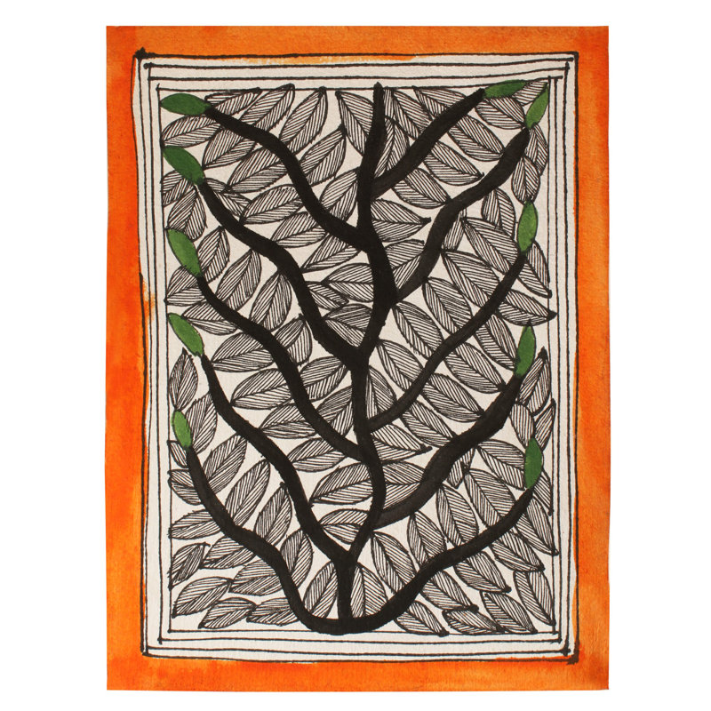 Flourishing Tree Madhubani Painting | Natural Colours On Handmade Paper