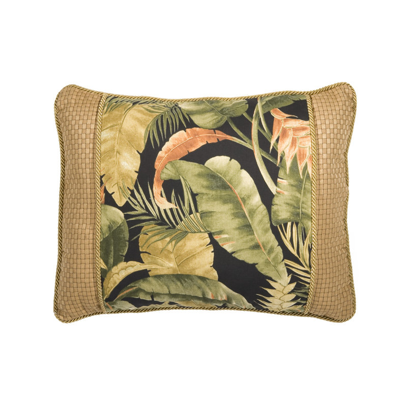 La Selva Black Floral Reversible Throw Pillow with Accent Band on sides