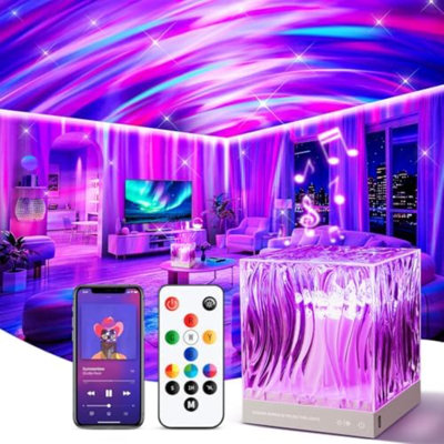 Projecteur Northern Lights avec machine à bruit blanc pour le sommeil, machine à bruit blanc 18 couleurs pour le sommeil, projecteur Aurora Bluetooth pour la chambre à coucher, projecteur de lumière Aurora
