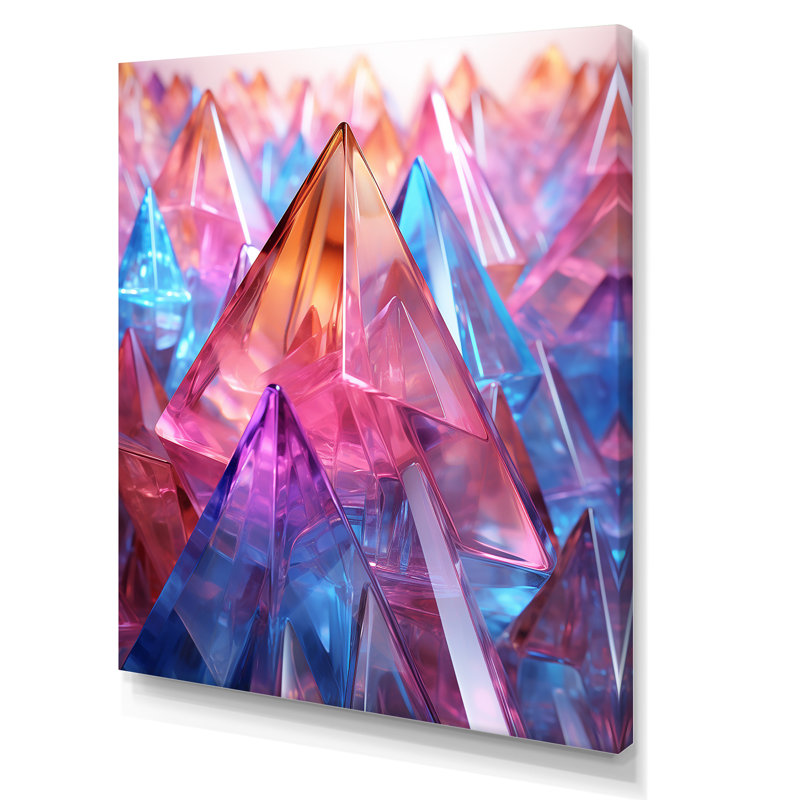 Pendular Prism Abstract Geometric 3 - Art mural géométrique, Toile tendue, H 40 po x l 30 po x P 1,5 po