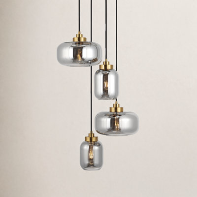 Karl 4-Light Dimmable Sloped Ceiling Adaptable Cluster Jar Pendant