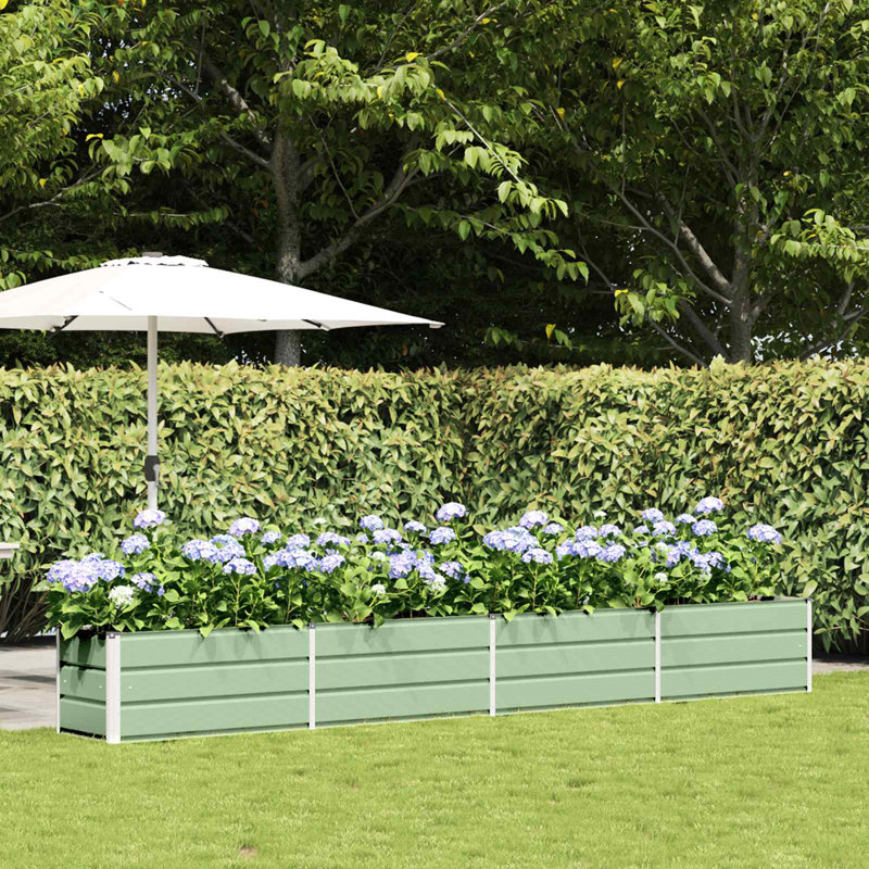 Planter Galvanised Steel, 45cm H x 385cm W x 50cm D, Pastel Green