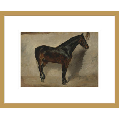 Étude d'un cheval brun-noir attaché à un mur par Eugène Delacroix, impression giclée encadrée