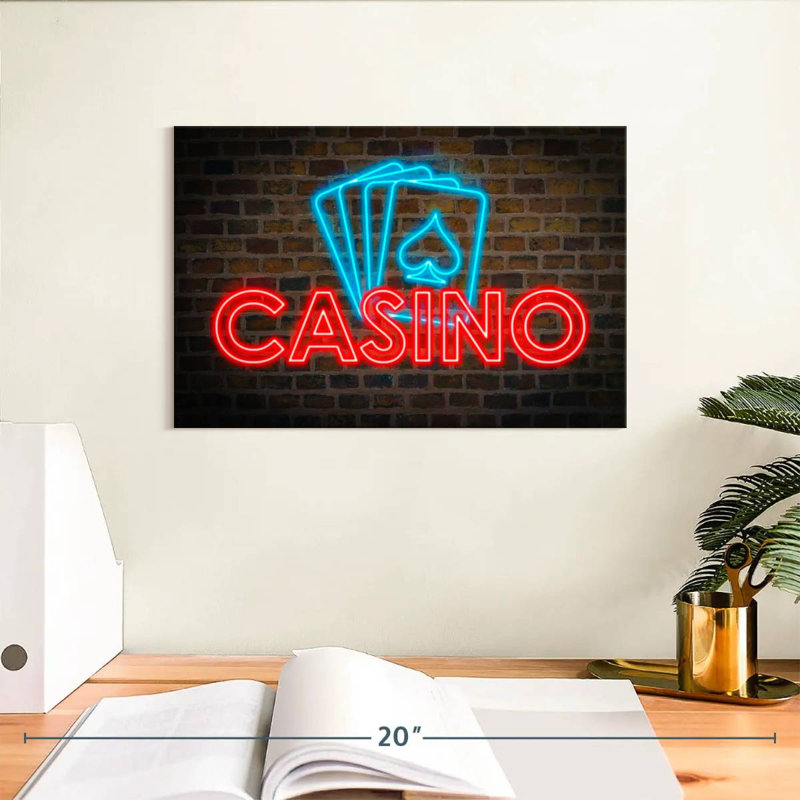 Cartes de casino néons, H 8 po x l 12 po