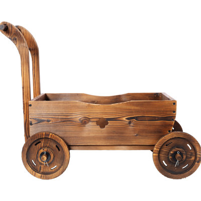 Boîte à fleurs rustique en bois pour chariot à légumes avec poignée et drainage