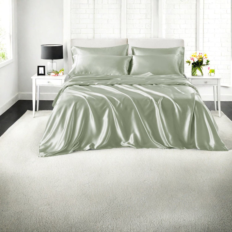 Premium Satin King Pillowcases, Polyester Smooth Bedding Sets