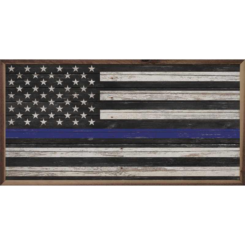 Flag Blue Line, 8" H x 16" W x 1" D