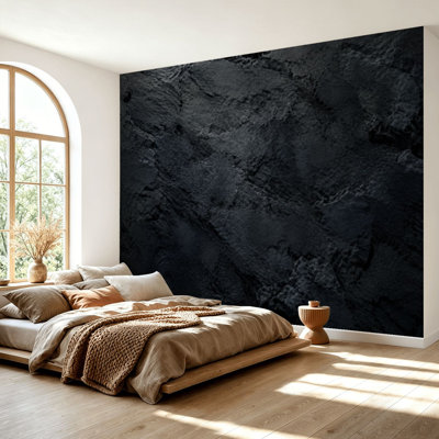 Wall Mural Peel and Stick Wallpaper Natural black slate stone Top view Self-Adhesive Removable Contact Paper Wall Decor for Living Room Bedroom 100"H x 144"W