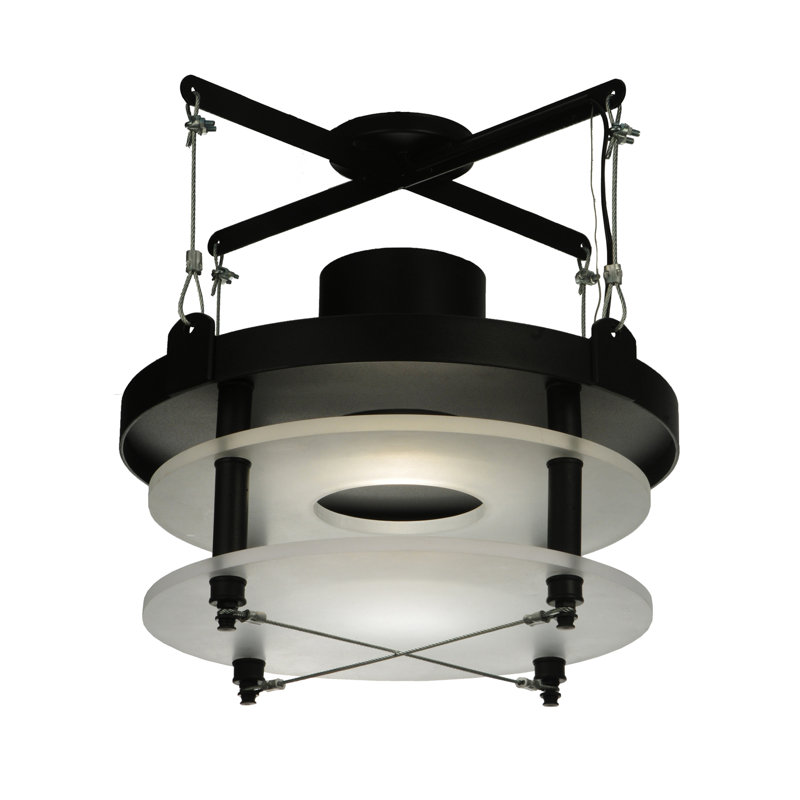 Atlantis 18" Black and Brass LED Pendant Light