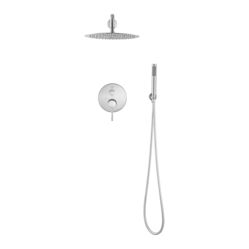 Bathroom Shower Valve Kit With 10" Stainless Steel Rain Head And Handheld - Wall Mounted 2 Way Balance Brushed Nickel For Areas High