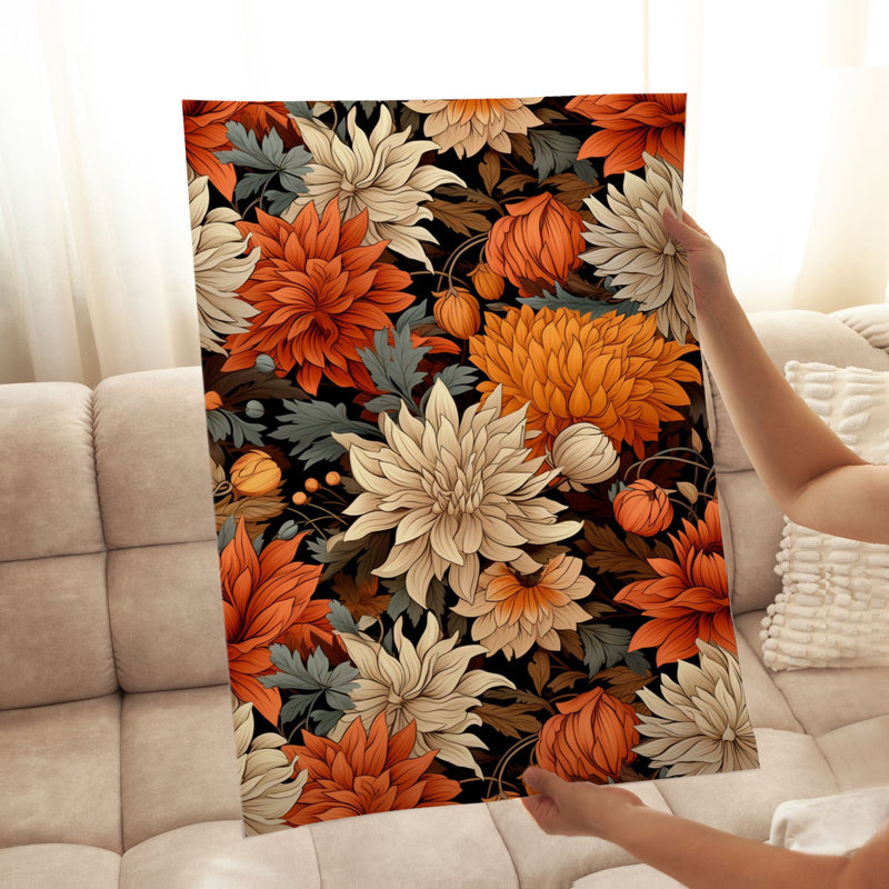 Impression florale d'automne sans cadre, H 10 po x l 8 po