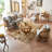 Simple solid wood rattan woven office sofa set