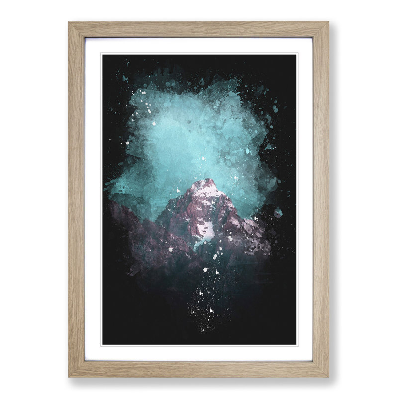 Mountain Peak in Wyoming - Picture Frame Graphic Art Print, Oak Framed, 45cm H x 33cm W x 2cm D
