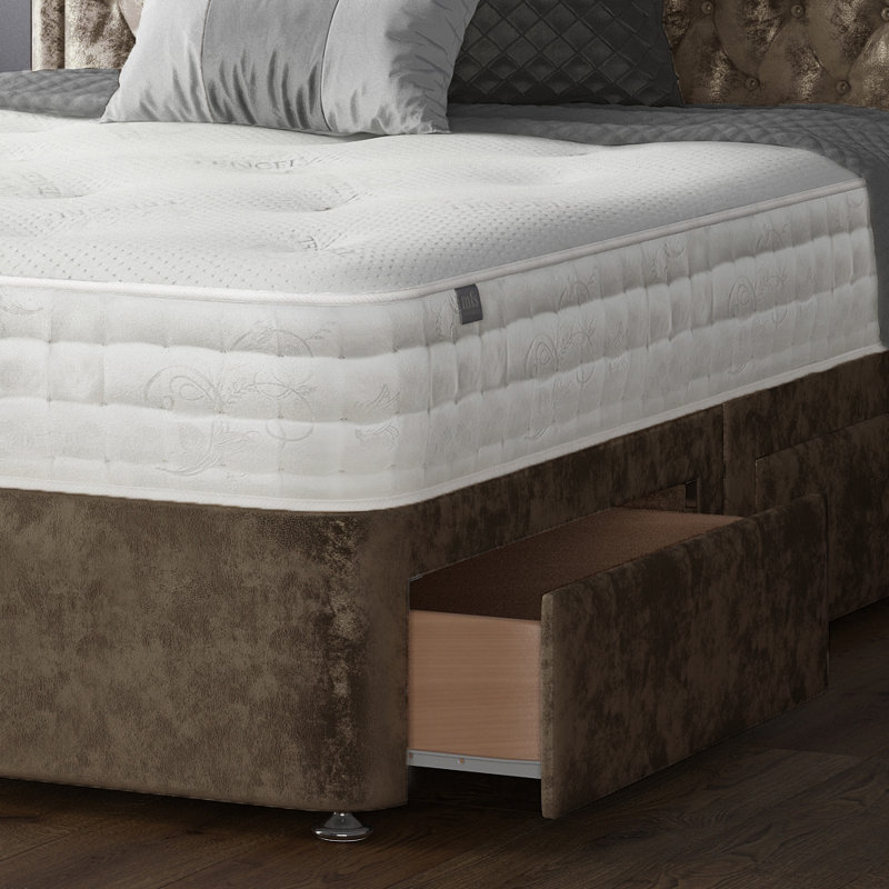 Fan Divan Bed Base, Truffle, Single (3'), 2 Left Drawers