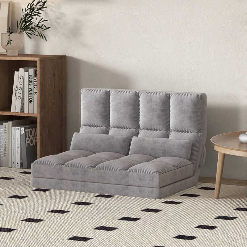 Fauteuil convertible, Tissu gris foncé,  H 23,5 po x l 40,25 po x P 28,75 po