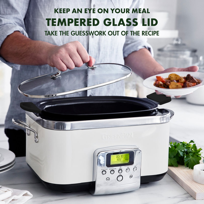 GreenPan Elite Ceramic Nonstick 6-Quart Slow Cooker, Cloud Cream