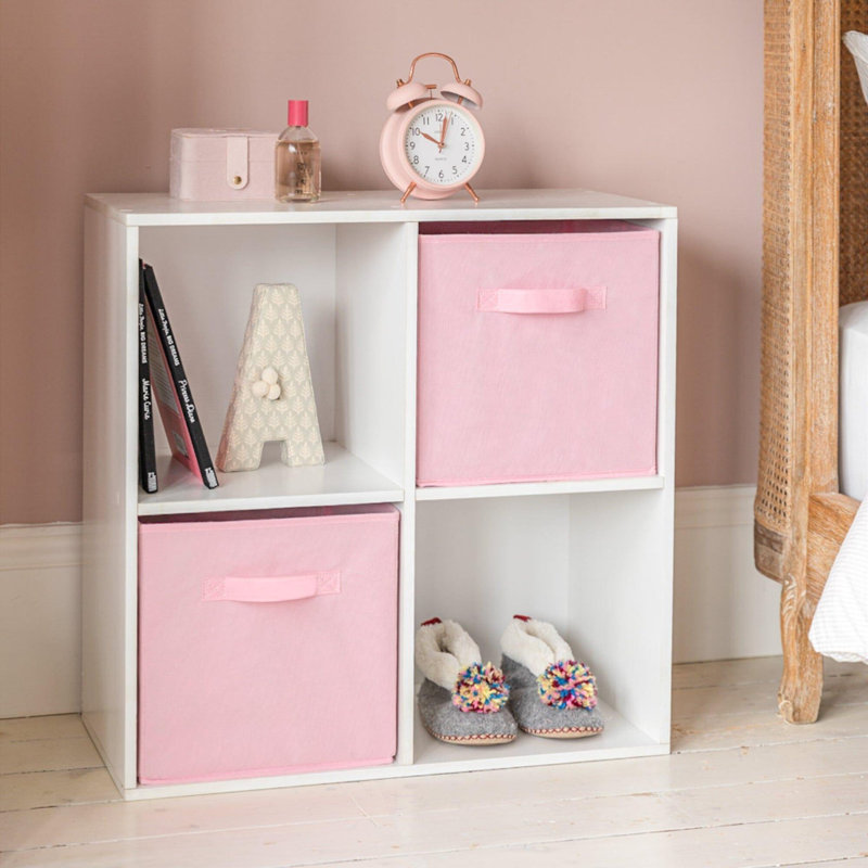 Northville 61cm W Cube Bookcase, White/Pink, (4 Shelves) 61cm H x 61cm W x 30cm D