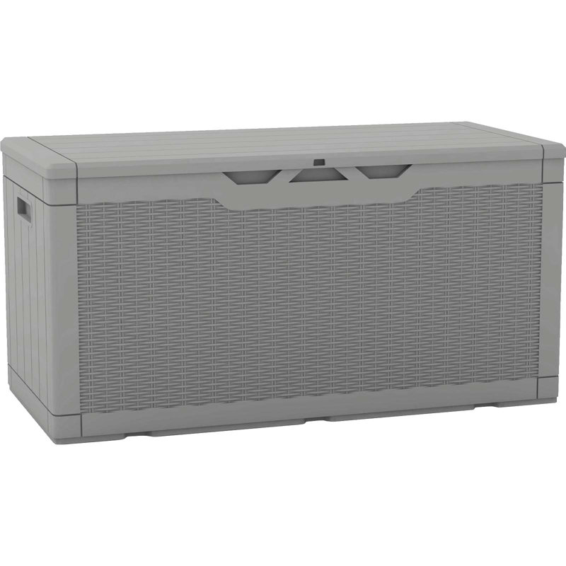 100 Gallons Water Resistant Resin Lockable Deck Box, Gray