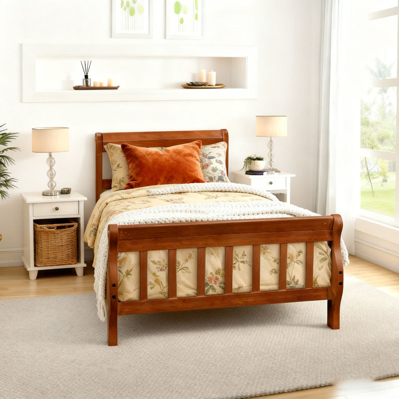 Structure de lit plateforme Wood, Walnut